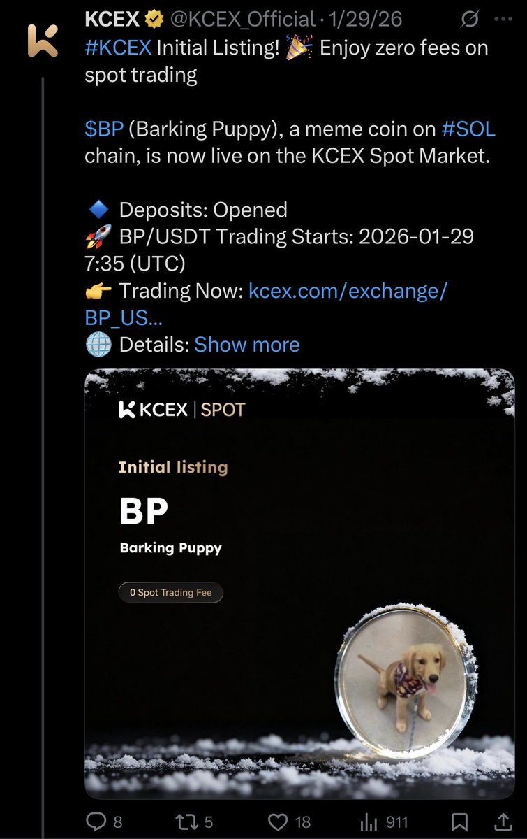 <a href="/KCEX_Official/">KCEX</a>, you listed BP on 1/29. It looked promising, but like most pumpfun coins it’s now a flash in the pan. ROAR on Eth, however, bottomed out and is climbing and now has a higher market cap than BP. 

Please list tokens that perform — please list $ROAR <a href="/RoaringKitty_22/">Roaring Kitty Token 💥🍻</a>