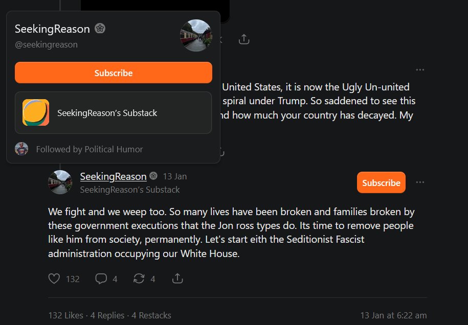 .<a href="/FBI/">FBI</a> <a href="/SecretService/">U.S. Secret Service</a> <a href="/StateDept/">Department of State</a> Another psycho/socio-path alluding to a presidential assassination. If foreigner should at least be on no-visa / perma-ban.
substack.com/@seekingreason…