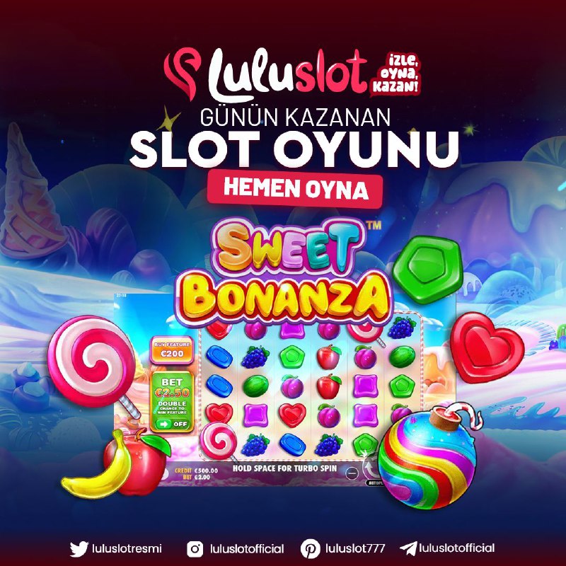 luluslotresmi's tweet photo. 🍭🎰 ŞEKER TADINDA KAZANÇ: SWEET BONANZA! 🎰🍭
Dünyanın en çok kazandıran slot oyunu Sweet Bonanza, Luluslot kalitesiyle seni bekliyor! Rengarenk şekerler patlasın, çarpanlar havada uçuşsun! 🚀
💎 Neden Oynamalısın? ✅ Dev Çarpanlar: 100x çarpanlarla tek spinde kasanı uçur! ... https://t.co/WXbws9sZzF