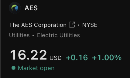 $AES green on a day where everything else is red. 
Id guess news regarding their <a href="/BlackRock/">BlackRock</a> M&amp;A is coming soon given the unusual dark pool activity posting at a premium.