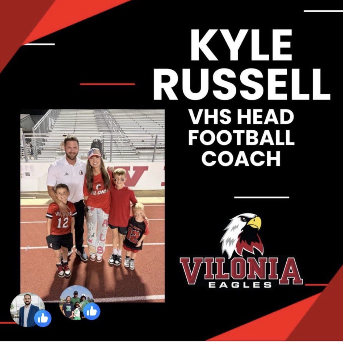 🚨 BREAKING NEWS 🚨

Vilonia has hired Kyle Russell to be the schools next head football coach, sources tell <a href="/ArkHSFBscoop/">Arkansas Football Scoop</a> 🏈

➡️ Russell has been at Vilonia for 5 years.

<a href="/RRainwater1037/">Randy Rainwater</a> <a href="/ETTaylor79/">Erick Taylor</a> <a href="/sully7777/">Steve Sullivan</a>