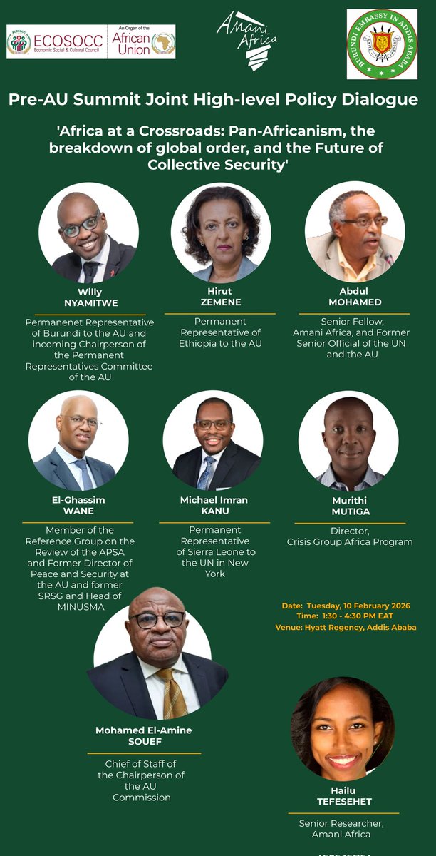 Pre <a href="/_AfricanUnion/">African Union</a> Summit Joint High-level Policy Dialogue🌍

🇨🇺Cuba’s Ambassador to the AU, <a href="/LucasDHernCuba/">Ambassador of Cuba to the African Union</a>, took part in the High-Level Policy Dialogue organized by <a href="/africa_amani/">Amani Africa</a>, highlighted the need to renew Pan-Africanism.

#RoadToThe39thAUSummit 🌍