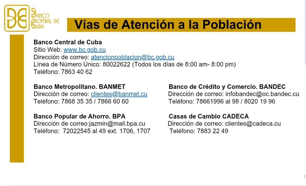 <a href="/cadecaoficial/">CADECA Oficial</a> 
Se exhorta a la población seguir las vías oficiales de <a href="/BancoCentralCub/">Banco Central de Cuba</a>, <a href="/cadecaoficial/">CADECA Oficial</a>  y bancos.