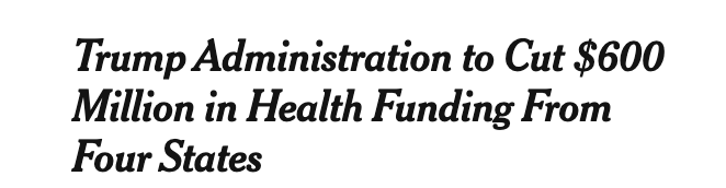 SenAdamSchiff's tweet image. $600,000,000 slashed from public health funding in four blue states, the vast majority targeting California. 

These cuts will hurt vital efforts to prevent the spread of disease. 

It's dangerous, and it's deliberate. The Trump administration's targeting of blue states is…