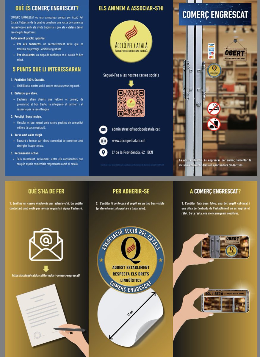 acciopelcatala's tweet image. .@GranCentre benvolguts botiguers, no sé si coneixeu Acció Pel Català , treballem pel foment i defensa de la cultura i llengua catalana. Hem iniciat la campanya #ComerçEngrescat on amb un distintiu ( un adhesiu) formeu part d’una xarxa on el català és respectat. Us deixem enllaç…