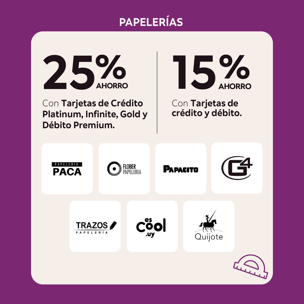 ScotiabankUy's tweet photo. Lista de útiles Scotia.✅

Ahorrá con tus tarjetas en los comercios adheridos para que su vuelta a clases sea perfecta.💳📚

Bases y condiciones en https://t.co/hFIbbR0gQK https://t.co/1ZlL4qYH6w