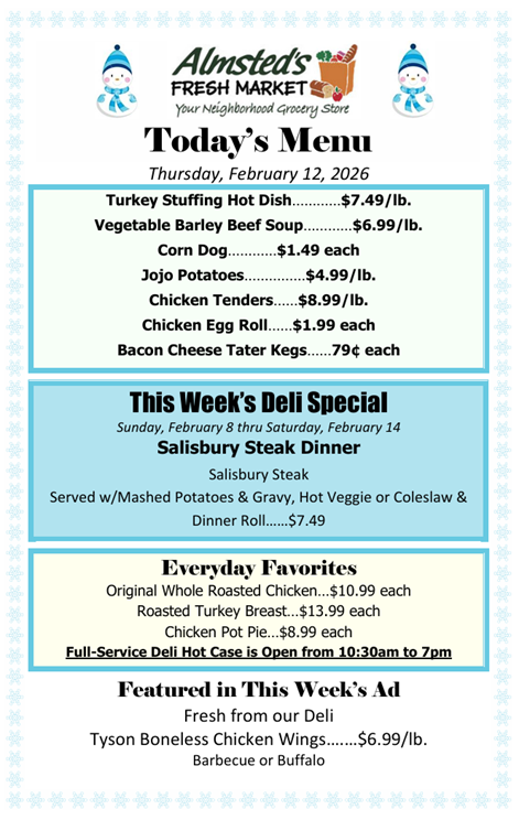 Planning to stop by? Let us know what you get!

#deli #lunch #dinner #takeout 
#almstedsmarket #almsteds