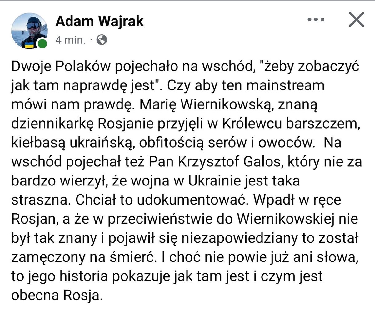 Adam Wajrak o ostatnim "reportażu" o Rosji.
Jak zawsze dosadnie i celnie...