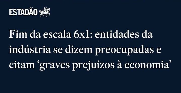 1888 - Fim da escravidão vai gerar custos aos donos de escravos e vai quebrar à economia.

1936 - salário mínimo vai gerar muito custo à economia.

1962 - DÉCIMO TERCEIRO SALÁRIO VAI DESTRUIR A ECONOMIA. É MUITO CUSTO.

2026- Fim escala 6x1 vai gerar graves prejuízos à economia.