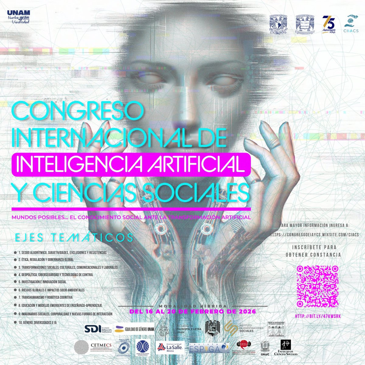 UNAM_FCPyS's tweet photo. 🤖¡Se acerca el Congreso Internacional de Inteligencia Artificial y Ciencias Sociales!🤖

Un espacio para pensar los cruces entre la #IA, las ciencias sociales y los futuros posibles.

📅 16–20 de febrero de 2026

#DerechoATuFacultad #75aniversariofcpys #FCPyS #IA https://t.co/0Y5lG2v4JZ