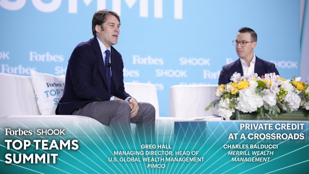 shookresearch's tweet photo. As interest rates remain stable, more and more businesses are turning to private credit for lending; @PIMCO's Greg Hall discussed how private credit intends to meet the moment, with @MerrillLynch's Charles Balducci.
#ForbesSHOOKTopTeams https://t.co/z4qxY8vePg