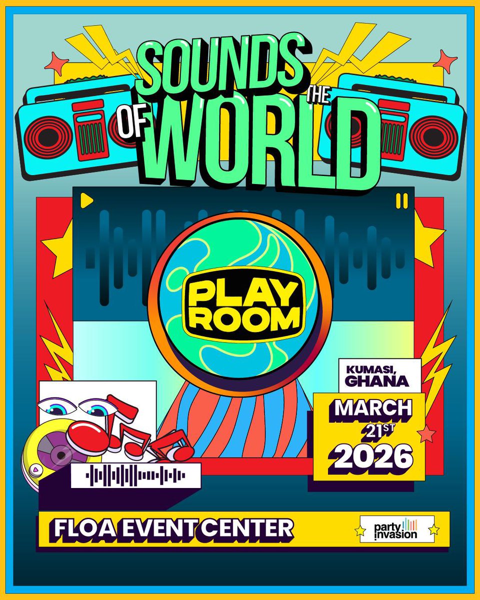 PLAYROOM: SOUNDS OF THE WORLD 
🗓️ 21ST MARCH
📍 FLOA EVENT CENTER

EARLY PLAYER TICKETS OUT NOW!

#playroom #partyinvasion #soundsoftheworld