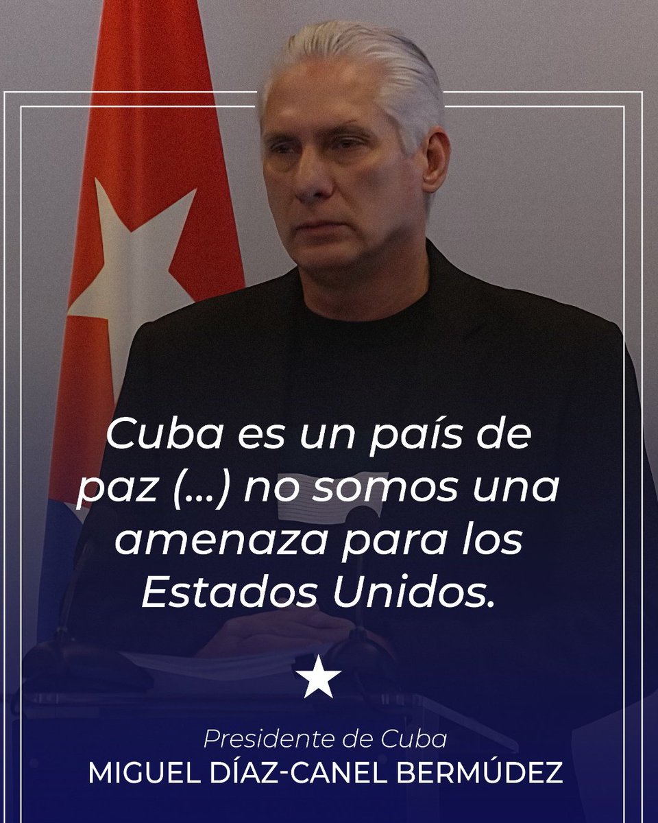 "Hay una realidad, #Cuba es un país de paz. La doctrina de defensa o la doctrina militar de nuestro país es la concepción de la Guerra de Todo el Pueblo, que es un concepto de defensa de la soberanía y la independencia del país.