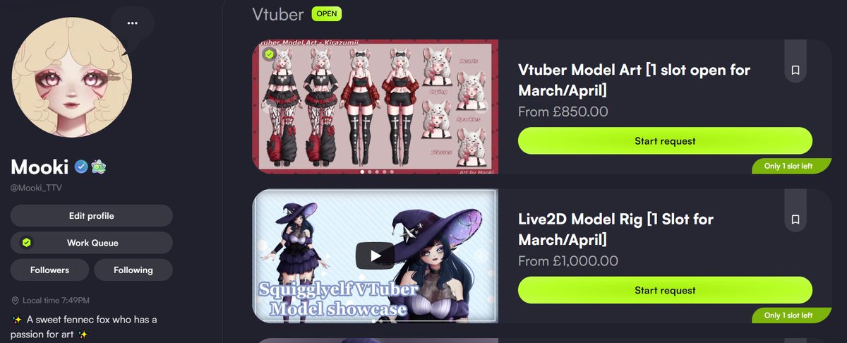 Heyo my beautiful beans <3

I have 1 slot for Vtuber Model Art and 1 slot for Vtuber Model Rigging open early for March/April

If interested, please contact me via Vgen or Twitter and read my TOS!
[Link below]