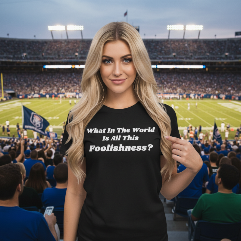 JoyTittle's tweet photo. Grandma nailed it  😂

'What in the WORLD is all this FOOLISHNESS?!'  

If that halftime entertainment had you yelling at the TV like half the country, this tee is for you!  Soft Bella Canvas unisex • $22.99