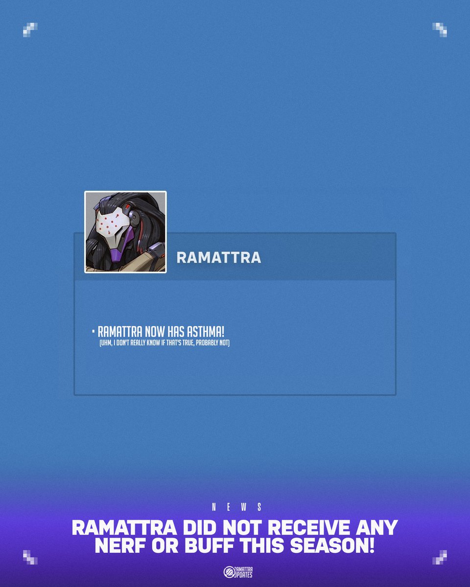 RamUpdatesOW's tweet image. Ramattra has not received any changes in #Overwatch Season 1!

Remember that he only gained a new passive ability that is part of his new Subrole.