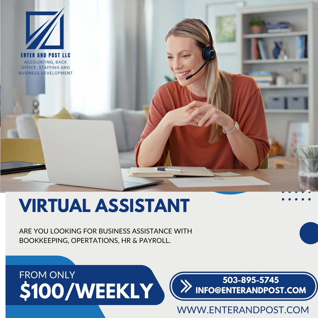 ENTERPOSTLLC's tweet photo. Hire a skilled virtual assistant to manage your schedules, emails, and admin tasks. Perfect for entrepreneurs and businesses that need reliable support.
Our Website: https://t.co/GiAZnKFtwt
#VirtualAssistant #RemoteSupport #VirtualHelp #AdminSupport https://t.co/sG7oBf4d3I