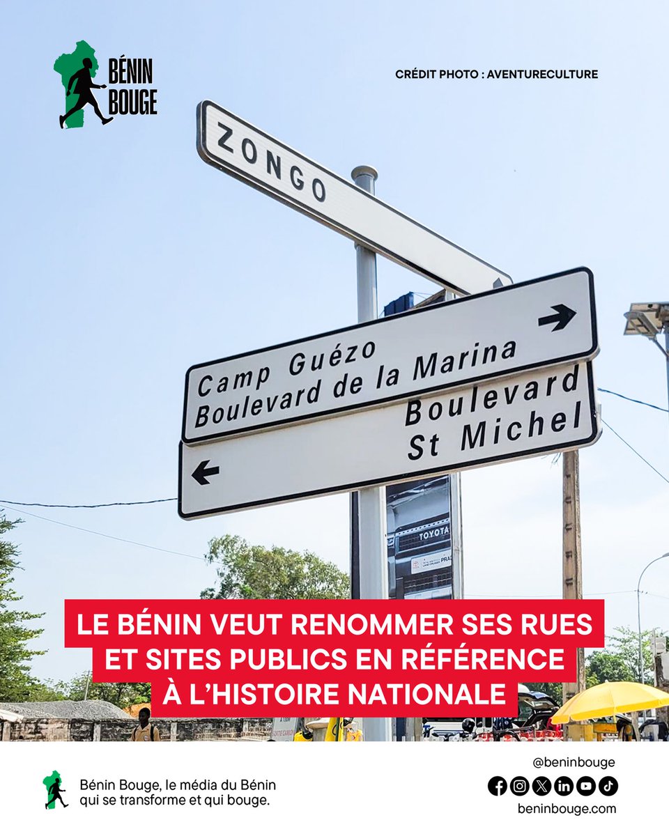 BeninBouge's tweet photo. 𝗟𝗘 𝗚𝗢𝗨𝗩𝗘𝗥𝗡𝗘𝗠𝗘𝗡𝗧 𝗗𝗨 𝗕𝗘́𝗡𝗜𝗡 𝗩𝗘𝗨𝗧 𝗥𝗘𝗡𝗢𝗠𝗠𝗘𝗥 𝗟𝗘𝗦 𝗥𝗨𝗘𝗦 𝗘𝗧 𝗘𝗦𝗣𝗔𝗖𝗘𝗦 𝗣𝗨𝗕𝗟𝗜𝗖𝗦 🇧🇯

Le gouvernement met en place une Commission nationale de la toponymie et de la mémoire nationale pour rebaptiser rues et espaces publics avec des noms tirés de l’histoire du pays : héros, événements, figures marquantes. Cette commission de 10 membres est présidée par le ministre d’État, secrétaire général de la Présidence, Pascal Irénée KOUPAKI. 

Objectif : se réapproprier l’histoire nationale, donner du sens aux lieux du quotidien et renforcer la mémoire collective, la fierté et la cohésion nationale.

Une nouvelle étape dans le chantier mémoriel engagé par l’État, après le retour des trésors royaux et l’érection de monuments à Cotonou.

#BeninBouge