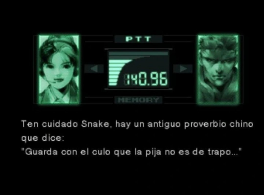 No recuerdo este proverbio en MGS1 pero lo tomo en cuenta.