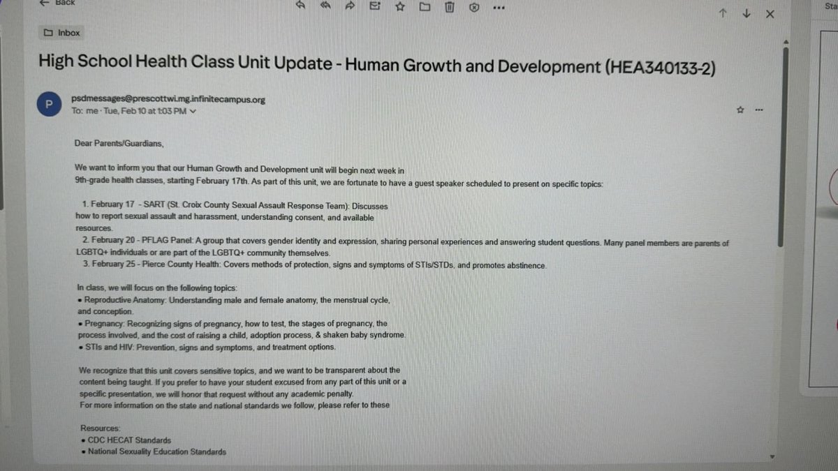 brady_penfield's tweet image. With all the talk about the Transgender Bathroom Policy in the New Richmond High School, I have been informed by parents at Prescott High School that there are similar gender ideology shenanigans going on!

Fo reference Prescott is only ~35 miles away from New Richmond.

The 9th