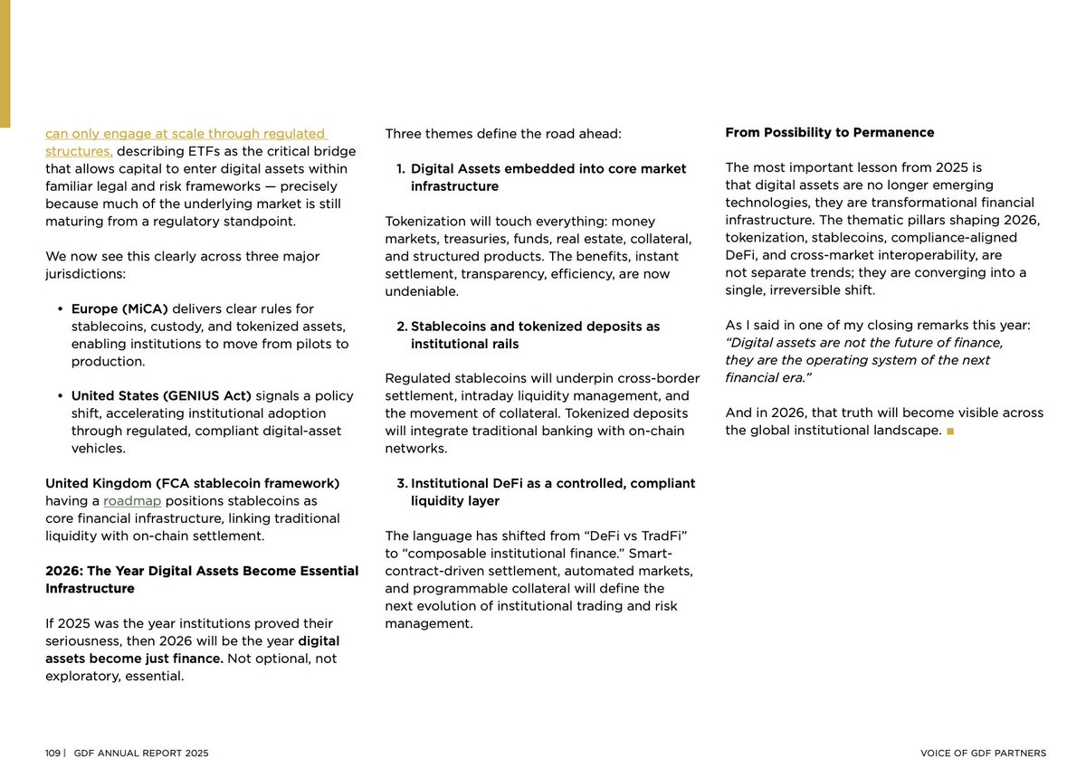GDF Annual Report 2025 lays out a clear structural shift in digital assets.

2025 proved institutional intent, and 2026 is the year digital assets become essential financial infrastructure.