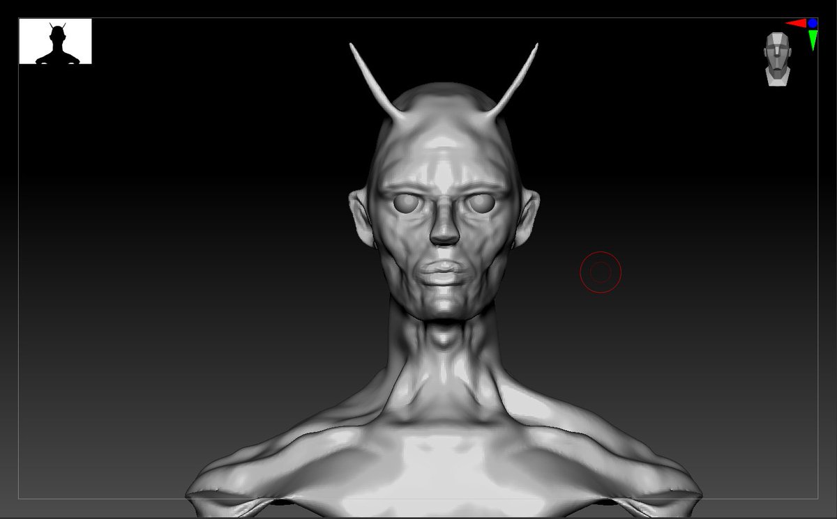 ScaryGamesDev's tweet photo. first ever (#zbrush) sculpt (WIP)

I know nothing about anatomy but lets give it a whirl. 

Whoever made this UI and control scheme deserves bad things

Learning to make characters for the game developing. I'm sure retopology will be a lot of fun 😭 #gamedev https://t.co/GD8Oi7Nlvh