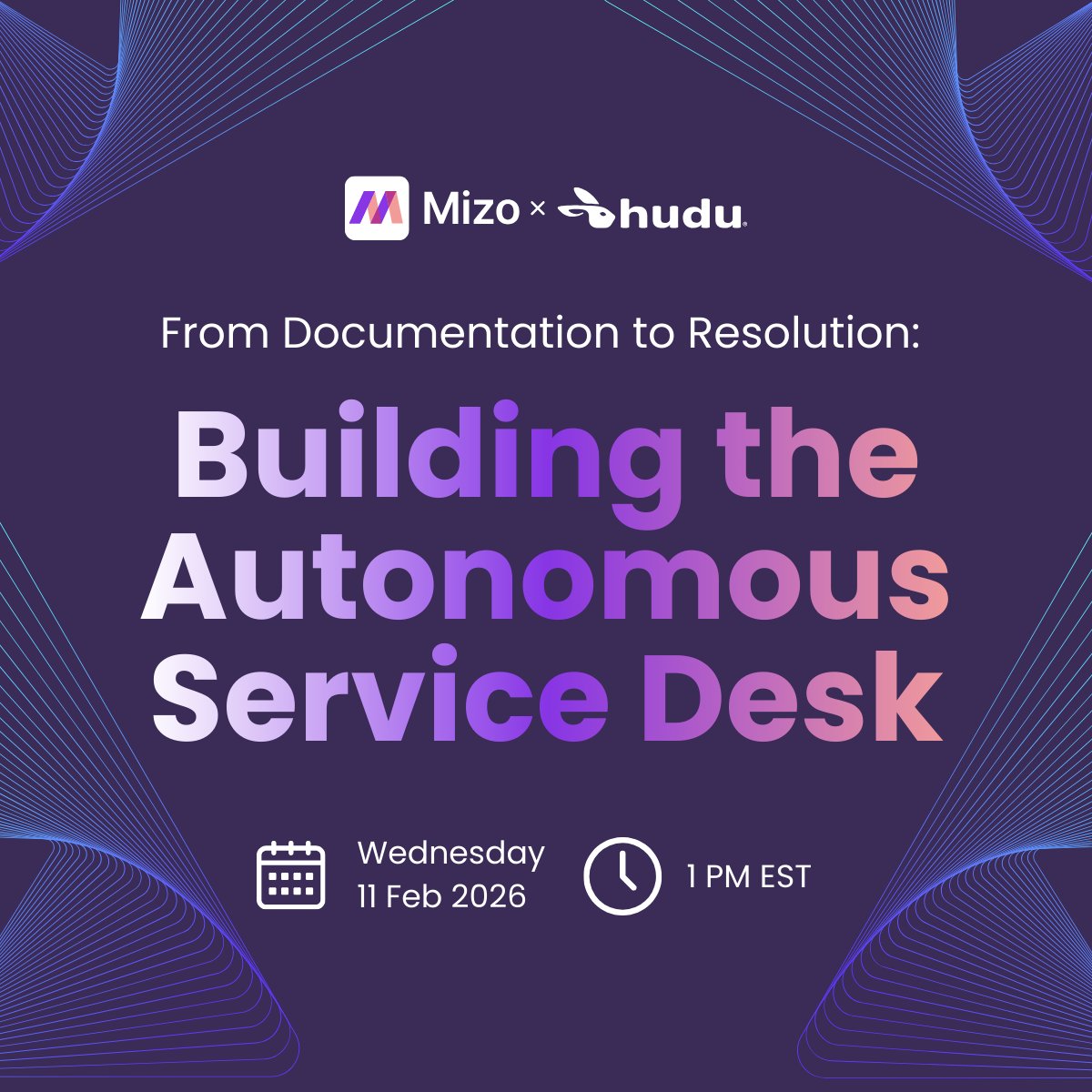 Happening tomorrow 👀

See how real ticket resolutions can automatically become reusable documentation with Mizo × Hudu — and what that means for building an autonomous service desk.

There's still time to save your spot: hudu.com/mizo-webinar-r…

 #Hudu #ITDocumentation #MSP