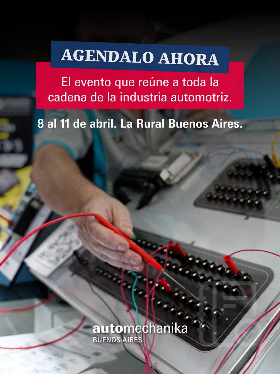 Automechanika Buenos Aires reúne a toda la industria en un mismo lugar: productos en funcionamiento, soluciones aplicadas, contenidos técnicos y experiencias pensadas para quienes viven el sector día a día.

📅 8 al 11 de abril de 2026
📍 La Rural, Buenos Aires