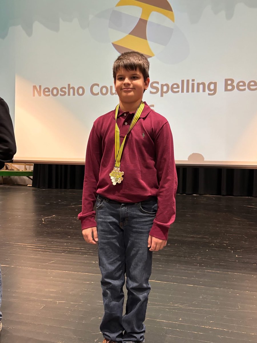 CMSBlueComets's tweet photo. Dawson Lalman , CMS 7th grader, is the 2026 Neosho County Spelling Bee Runner-Up! As the runner-up, Dawson will compete in the Regional Spelling Bee in Salina on March 21st only if the champion from Erie is unable to compete. We are S-U-P-E-R proud of Dawson! https://t.co/itTxrgU71s