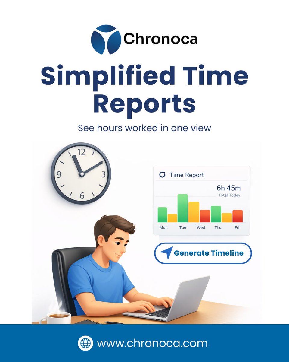 chronocaapp's tweet image. Daily, weekly, or monthly summaries made easy.
#TimeReports #SimpleTracking #Chronoca