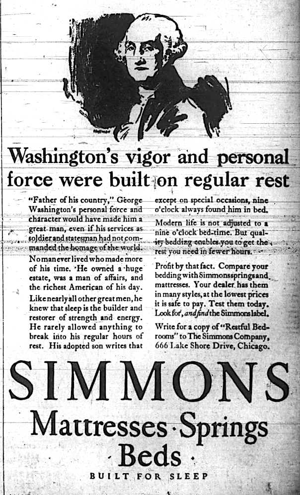 Mattress sales and Presidents Day go waaay back. The Times-Picayune, New Orleans, LA, February 24, 1925. <a href="/doctorow/">Cory Doctorow NONCONSENSUAL BLUE TICK</a>