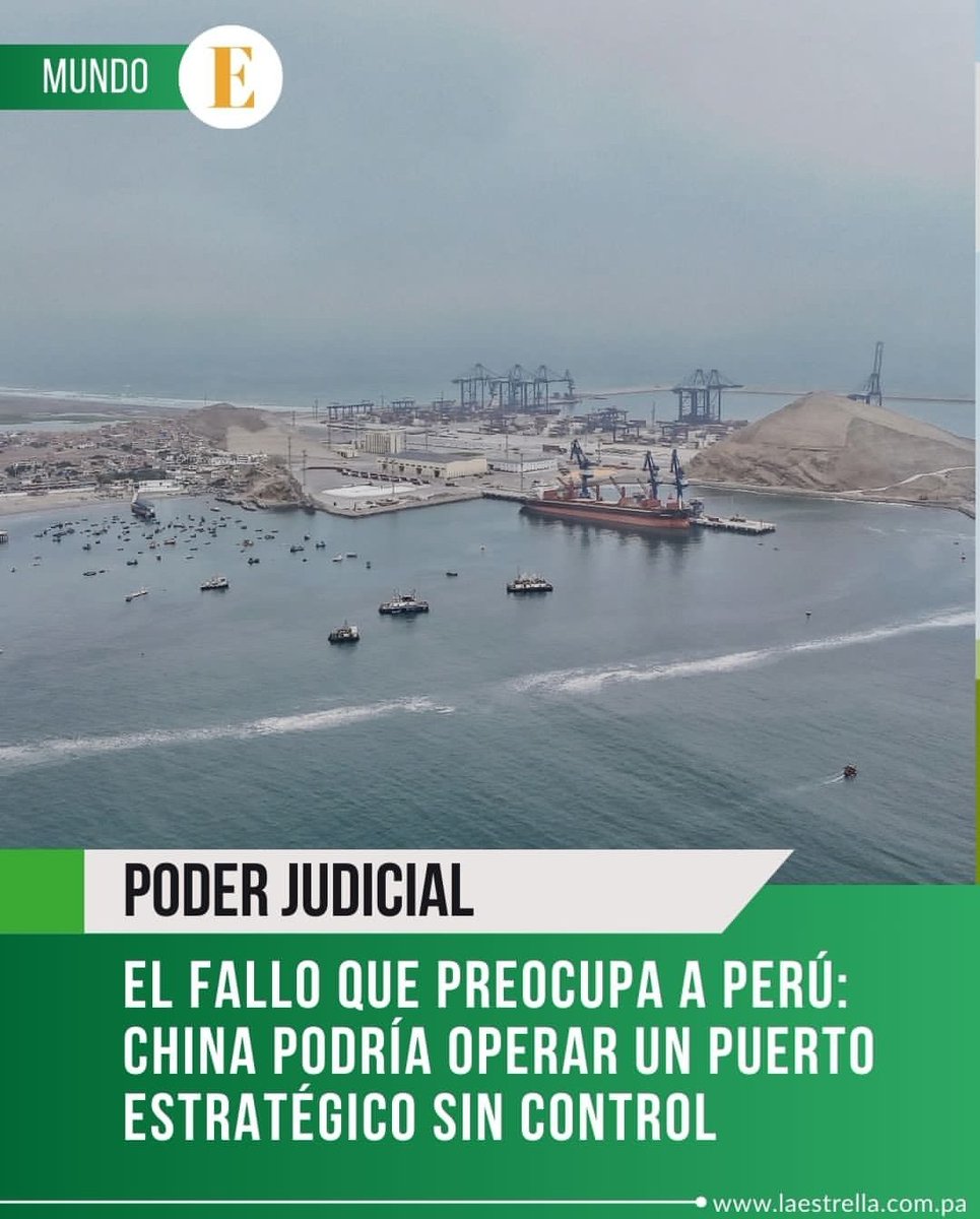 Esto es malo
Chinos quieren siempre operar sin control del estado..
como si ese puerto fuera una embajada...lo mismo hicieron en Panamá.