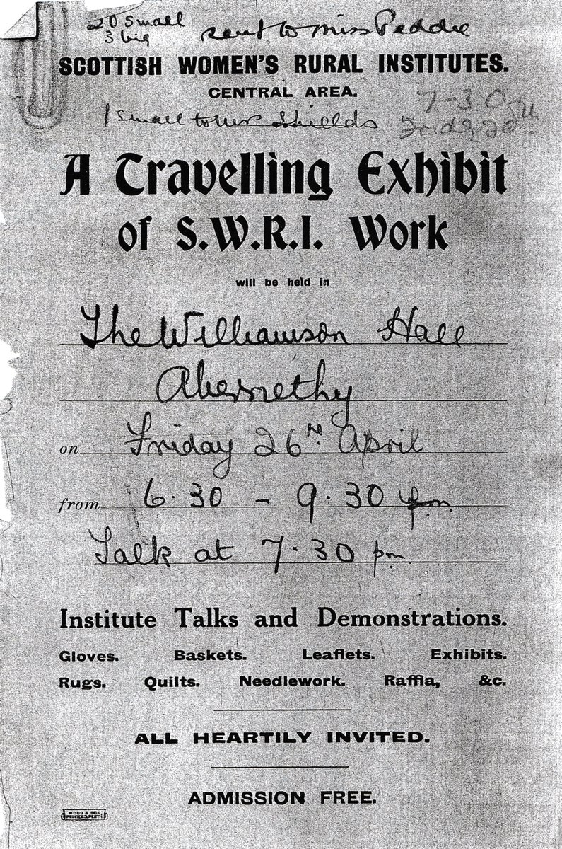 MuseumAbernethy's tweet photo. This week's #WeeDaunderDoonMemoryLane takes us all the way back to 1929, and a heart invite to a traveling exhibition of SWRI work. Not sure if April was before or after the Abernethy SWRI started up, but we'd love to know what was in the exhibit! #SWRI @Val_Bold @SWInstitutes https://t.co/s2WBv2zef3