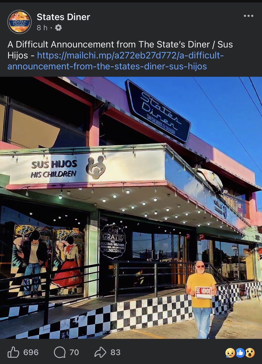 elabejaSv's tweet photo. Un famoso restaurante de comida USA 🇺🇸 hoy necesita de nuestra colaboración, se trata de States Diner, ubicado en colonia escalón, está por cerrar debido a la falta de clientes, compartamos nuestras bendiciones y visitemos este lugar que apoya y ayuda a muchos salvadoreños!! https://t.co/s72jdjbBEK