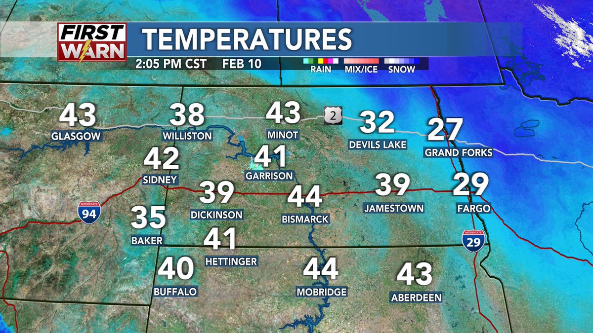 Good Afternoon!  Here are current temperatures with radar