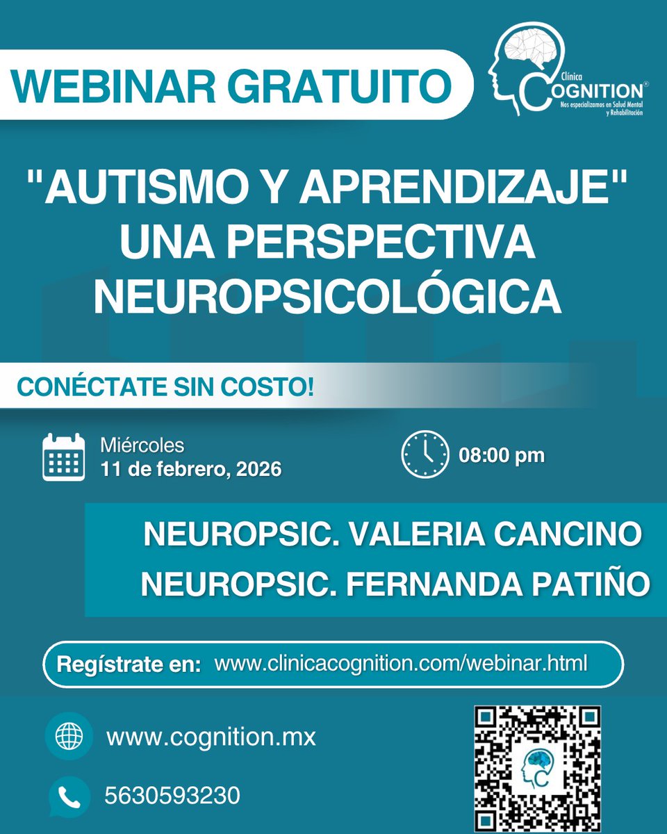 Nuestros partners de #ClinicaCognition abrieron este webinar totalmente gratuito sobre el autismo el dia de mañana. Si te interesa, registrarte sin costo.