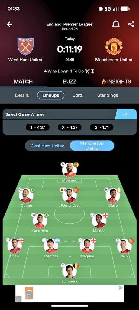 Even football apps have got his attention!
"4 Wins Down, 1 To Go ✂️"

Manchester United Will end his career tonight 🤣