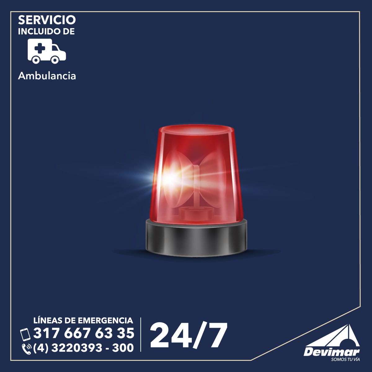 ¿Sabías que en la Autopista al Mar 1 ofrecemos servicio de ambulancia 🚑?

🚨En caso de emergencia comunícate con nosotros:
📱3176676335
📞6043220393-300

¡Te acompañamos en tu camino 🤝!

#SomosTuVía