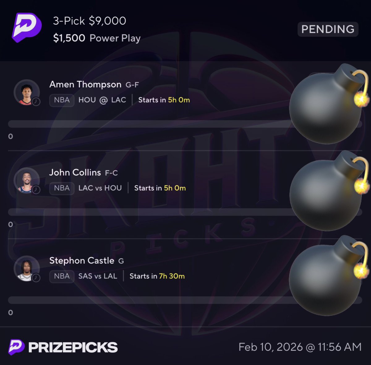 SkohtyDFS's tweet photo. 199 LIKES AND ILL DROP THE NBA🏀MEGA NUKE ☢️ 😈👀🔥

#PrizePicks #GamblingX #NBA https://t.co/stz6PRJ10V