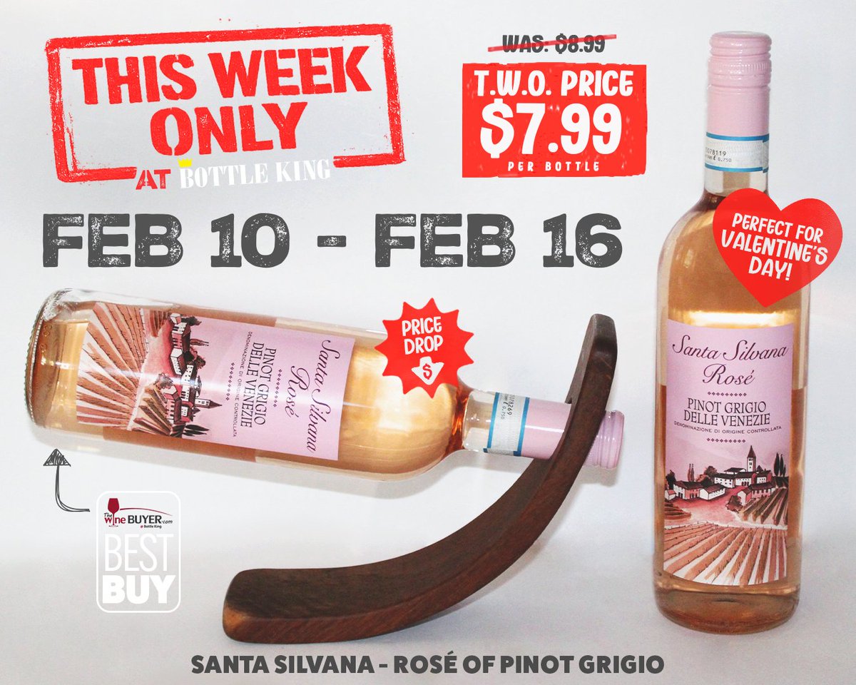 THIS WEEK ONLY!🚨🍷💌FEB 10-16

SANTA SILVANA - ROSÉ OF PINOT GRIGIO

#ThisWeekOnly bottle breakdown:
❤️Valentine’s Day approved!
🍋Bright citrus &amp; subtle florals
🪨Delicate minerality
🍷Clean, crisp &amp; refreshing

🌟The Wine Buyer - Best Buy

🚨T.W.O. Price: $7.99

#njbottleking