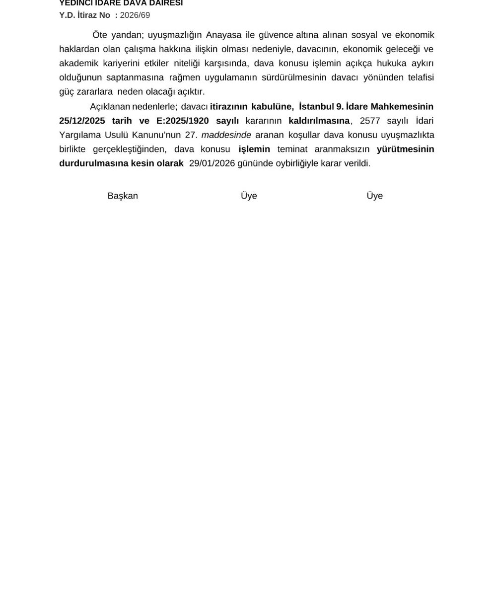 📌 Vakıf üniversitesi öğretim elemanlarının sözleşmeleri "akademik yetersizlik" "akademik performans düşüklüğü" "istihdam fazlalığı" gerekçeleriyle feshedilebilir mi?

Vakıf üniversitelerinin öğretim elemanlarının sözleşmelerinin "performans düşüklüğü" "akademik yetersizlik"
