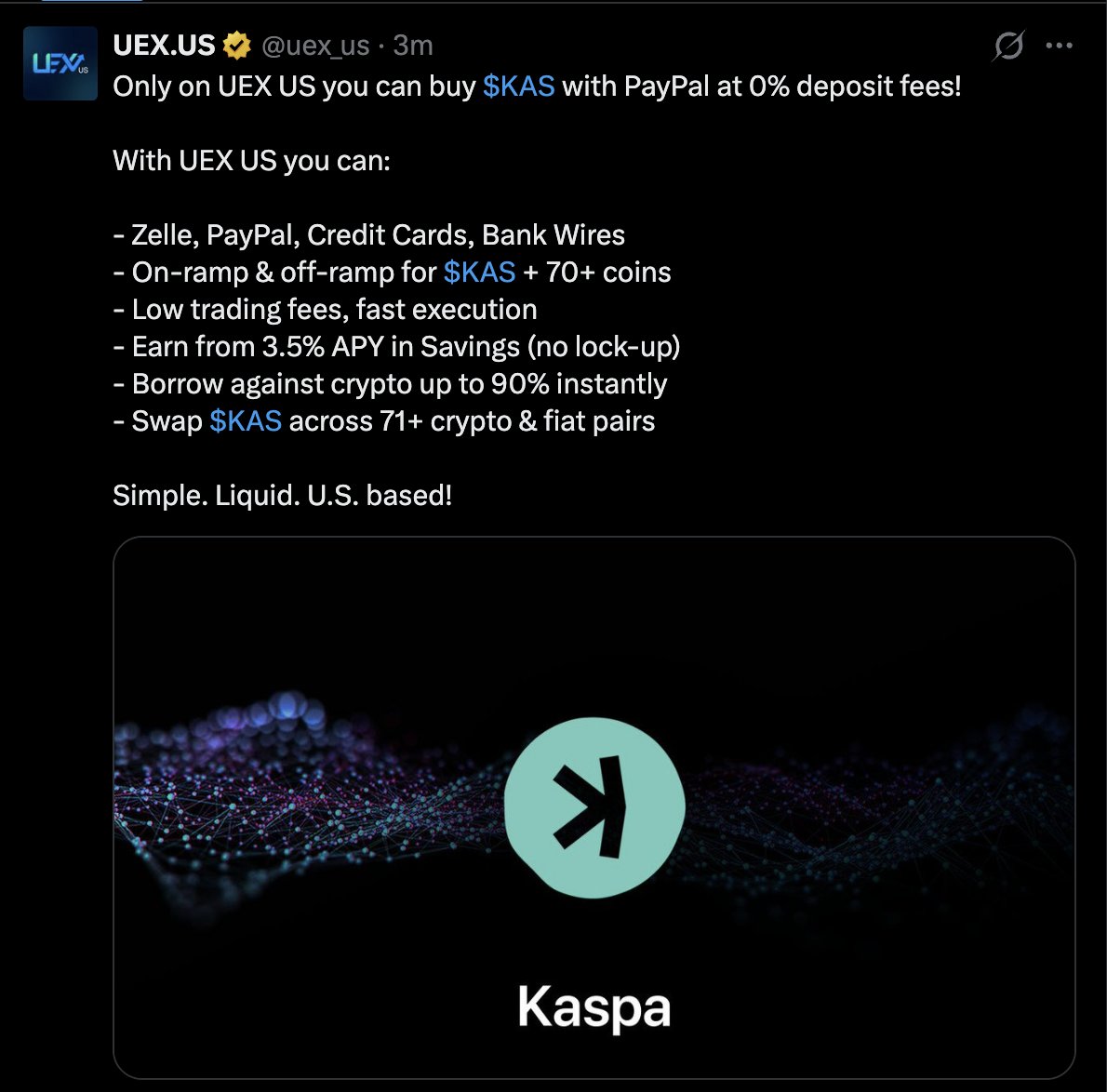 $Kas community!! <a href="/uex_us/">UEX.US</a> savings account is sensational

🚨 BUT...It gets even better with a uexpass. Details in link below 👇 &amp; pinned on my wall :) 👀👀👀

x.com/wildblueyondu/…