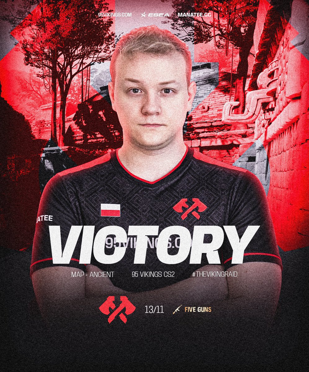 VICTORY IS OURS! 🎉

We are now 6-3 in our <a href="/ESEA/">ESEA League</a> season after beating Five Guns on Ancient! 🏆

Map - Ancient 13-11 ✅

#TheVikingRaid 🏴‍☠️