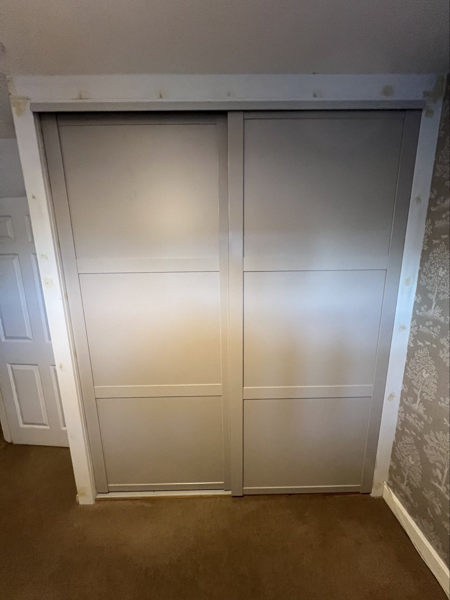 SimonHandyman's tweet photo. Sliding wardrobe installed this week in Burntwood (customer to paint)
#HomeImprovements 
#diy
#lichfield
#cannock
#staffordshire https://t.co/gMnCh5O06K