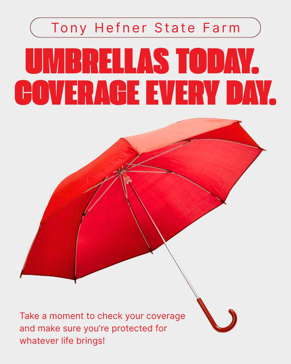 AgentHefner's tweet photo. Umbrellas aren’t just for rain. Coverage isn’t just for emergencies. Celebrate National Umbrella Day by checking yours!
#NationalUmbrellaDay #StayCovered https://t.co/zkEVIbdf6v