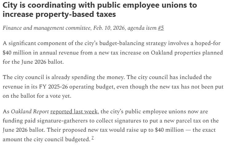 We thought Oakland had already hit rock bottom but then this happens. Thank you <a href="/oaklandreportca/">Oakland Report</a> for covering the fiscal irresponsibility of Oakland leadership spending money before receiving it, just like the AASEG nonsense. STOP THE GRIFT!
oaklandreport.org/p/20260210-oak…