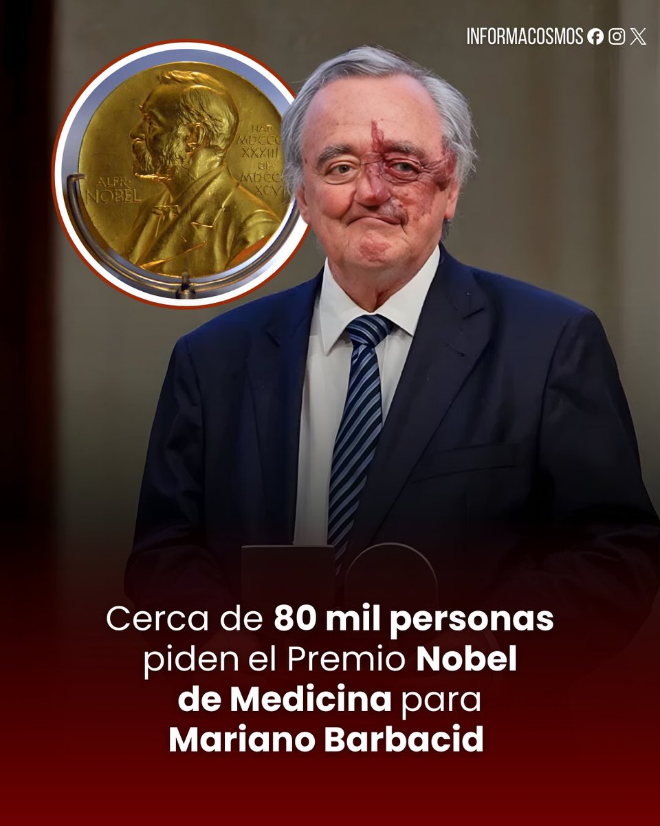 🇪🇸 | Casi 80,000 personas han firmado una solicitud pública para pedir el Premio Nobel de Medicina para el cientifico español Mariano Barbacid.

La iniciativa surge tras su reciente éxito al eliminar tumores de páncreas en ratones, un hito científico que se suma a su larga