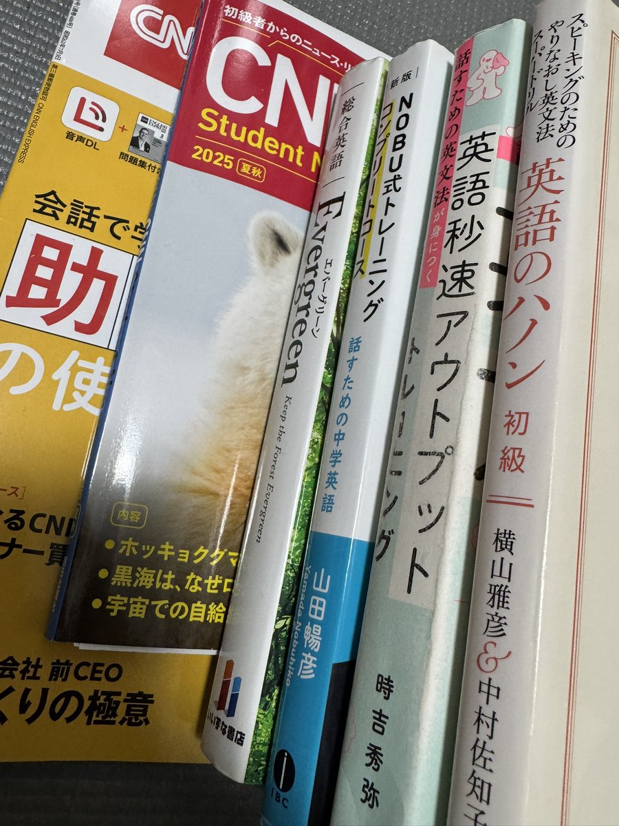 今日の朝活。

4時に目が覚めたが、不思議なことに目をつぶって開いたら5時過ぎていた。

本日も
CNNEnglish Express音読
Evergreen
NOBU式トレーニング
英語秒速アウトプット
ハノン初級編
などやっていきます。