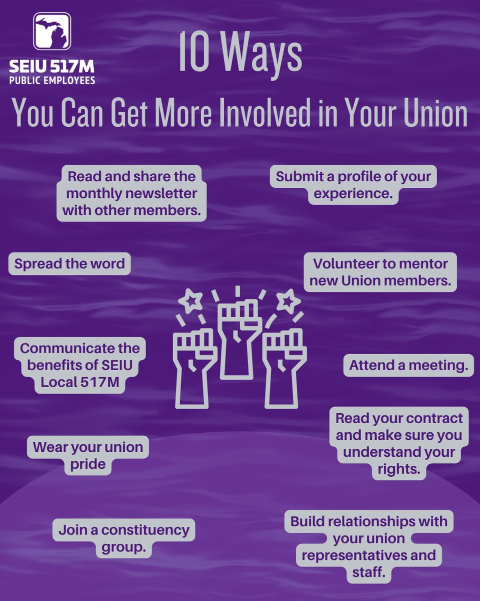 SEIU517M's tweet photo. Looking to get more involved in your union? Well check out these 10 ways to get more involved!

#Union #UnionStrong #SEIU https://t.co/6qN8rwZVTb