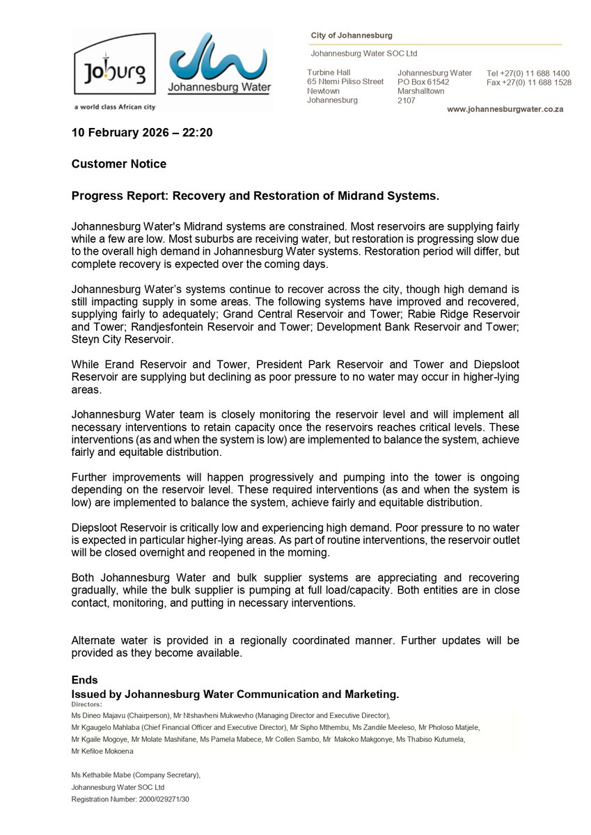 Johannesburg Water tweet media